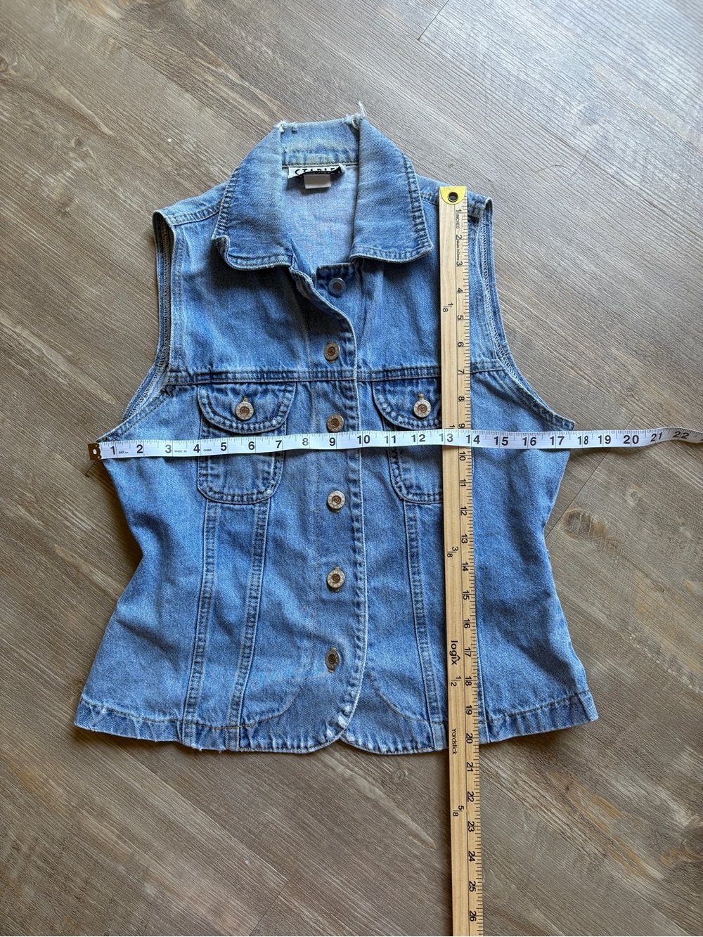 Vintage Blue Denim Vest with Button Front | Classic Western - Picture 3 of 6